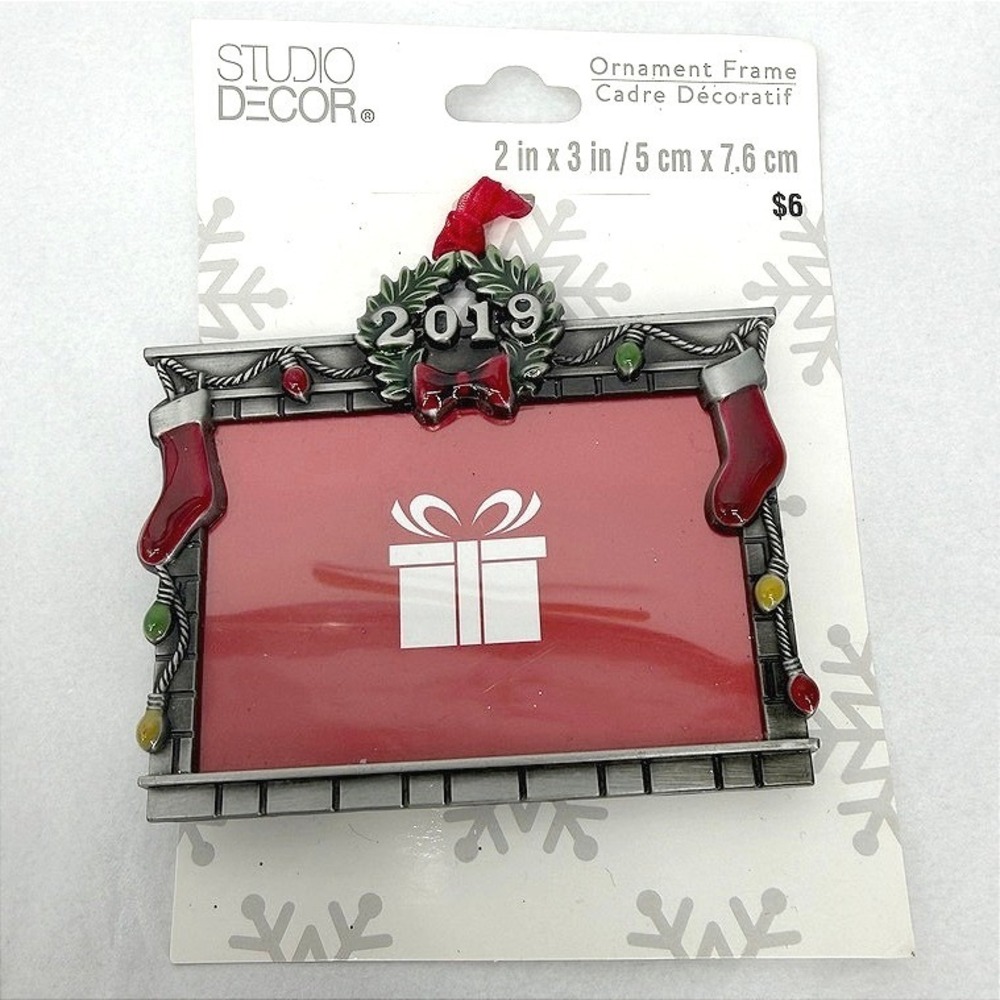 Studio Decor Christmas Ornament Frame 2019 Fireplace Stockings Holiday Decor 2x3